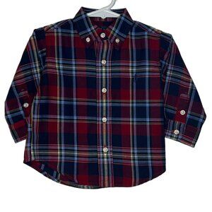 Ralph Lauren - NWOT boys 12mo blue/burgundy plaid button-down shirt